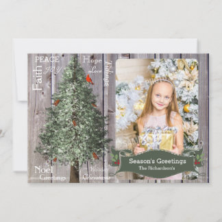 Cartes Pour Fêtes Annuelles Pin Tree Avec Cardinal Rustique Photo De Noël