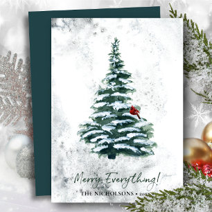 Cartes Pour Fêtes Annuelles Pin vert rustique Script moderne JOUER TOUT