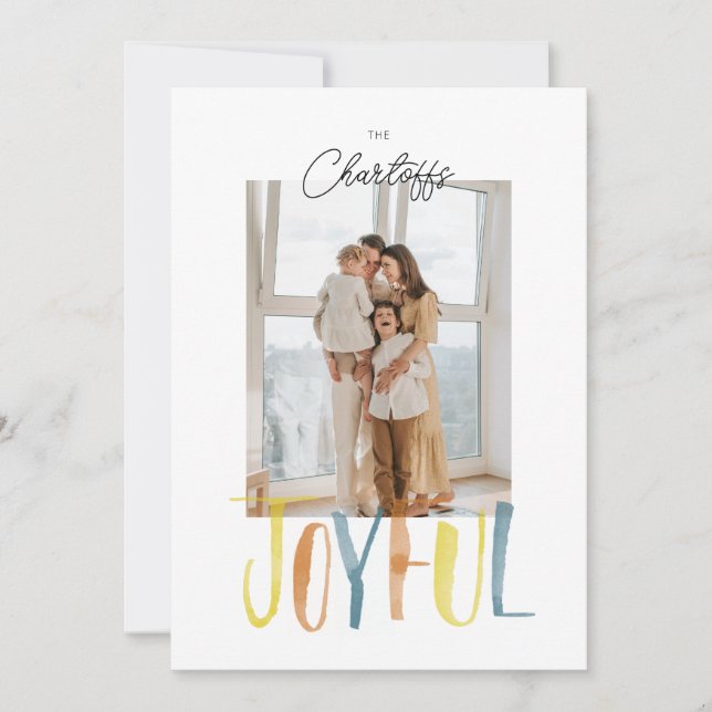 Cartes Pour Fêtes Annuelles Pinceau Aquarelle Lettre Joyeuse Plat (Devant)