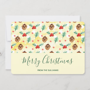 Cartes Pour Fêtes Annuelles Pine Cones et Motif de Noël Holly