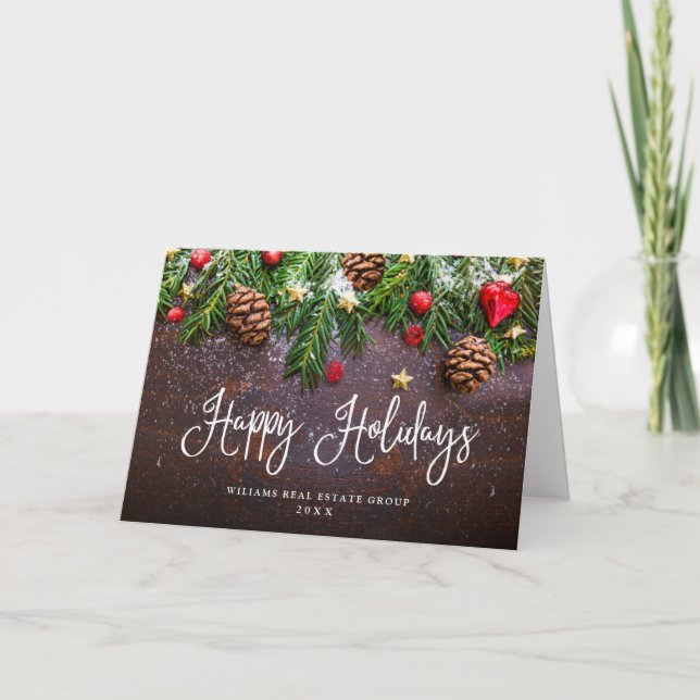 Cartes Pour Fêtes Annuelles Pine Cones Noël Rustique Accueil d'entreprise (Devant)