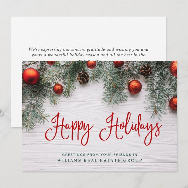 Cartes Pour Fêtes Annuelles Pine Cones Noël Rustique Accueil d'entreprise (Devant / Derrière)