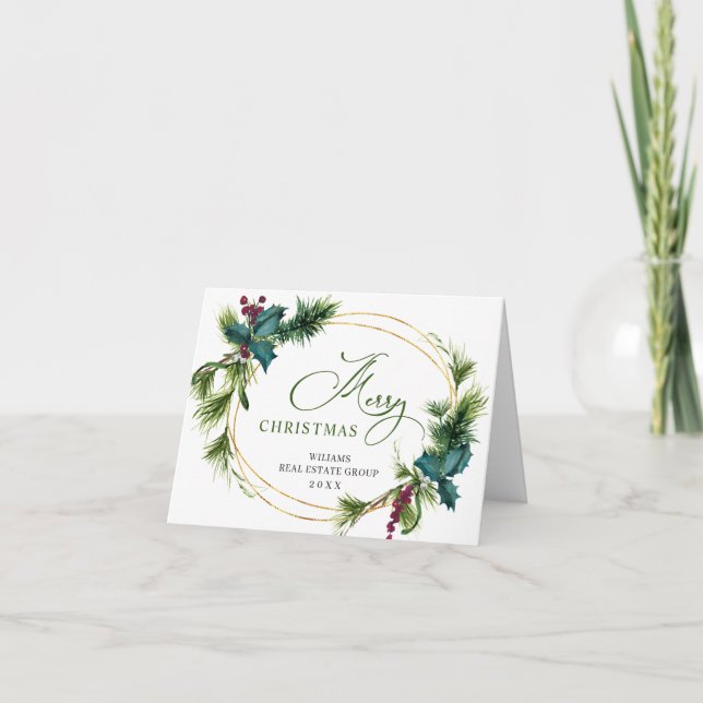 Cartes Pour Fêtes Annuelles Pine de Noël cônes Entreprise Salutation rustique (Devant)