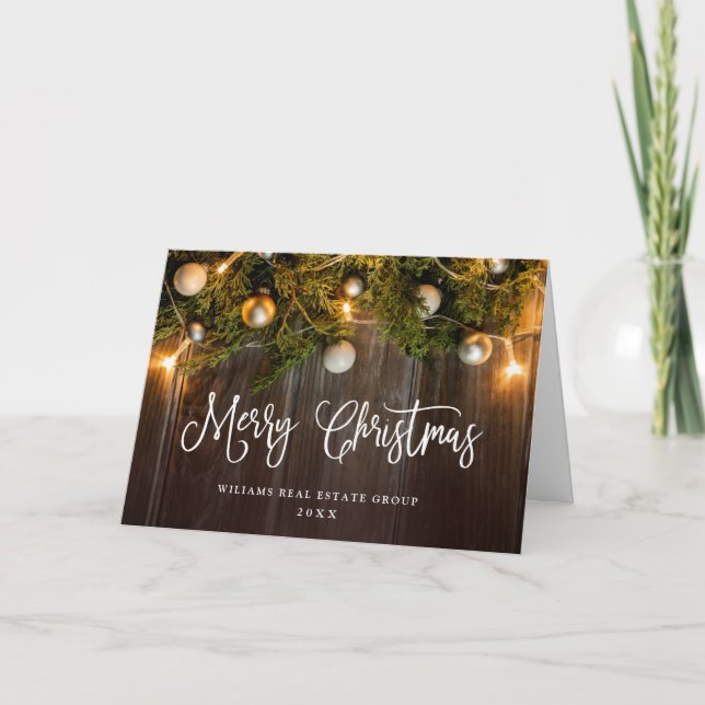 Cartes Pour Fêtes Annuelles Pine de Noël cônes Entreprise Salutation rustique (Devant)