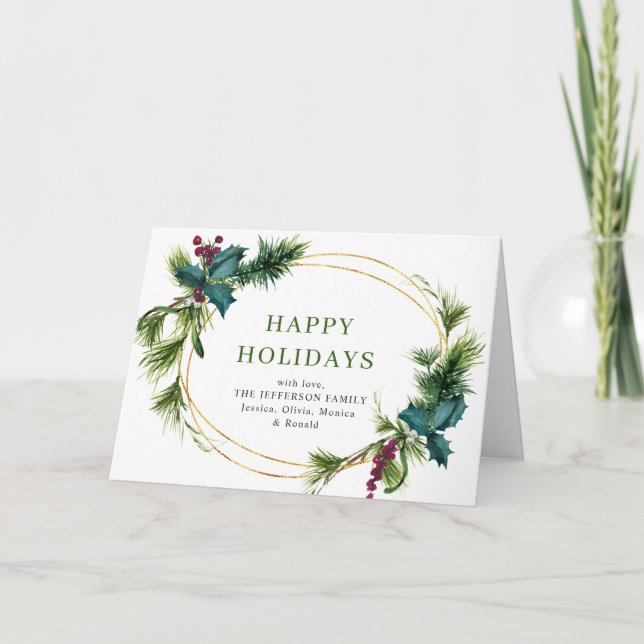 Cartes Pour Fêtes Annuelles Pine de Noël cônes Salutation rustique (Devant)