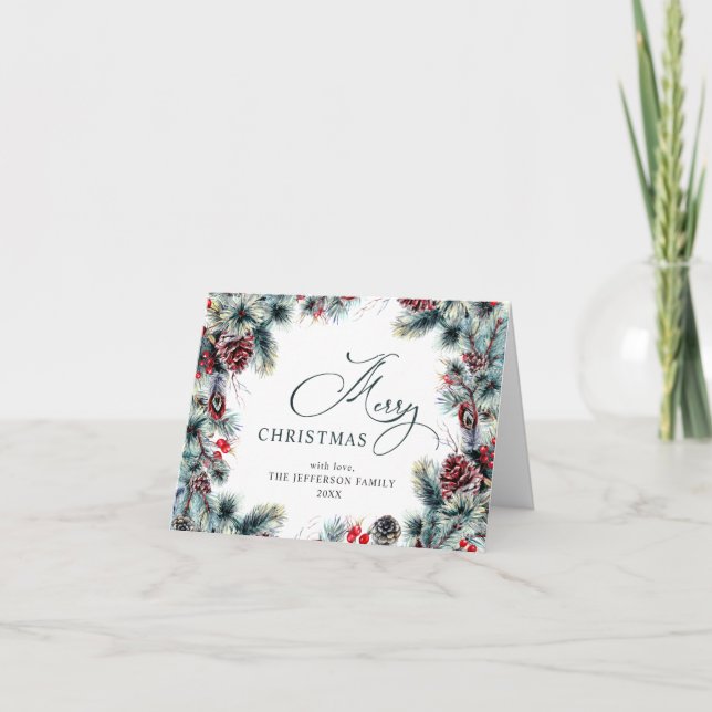 Cartes Pour Fêtes Annuelles Pine de Noël cônes Salutation rustique (Devant)