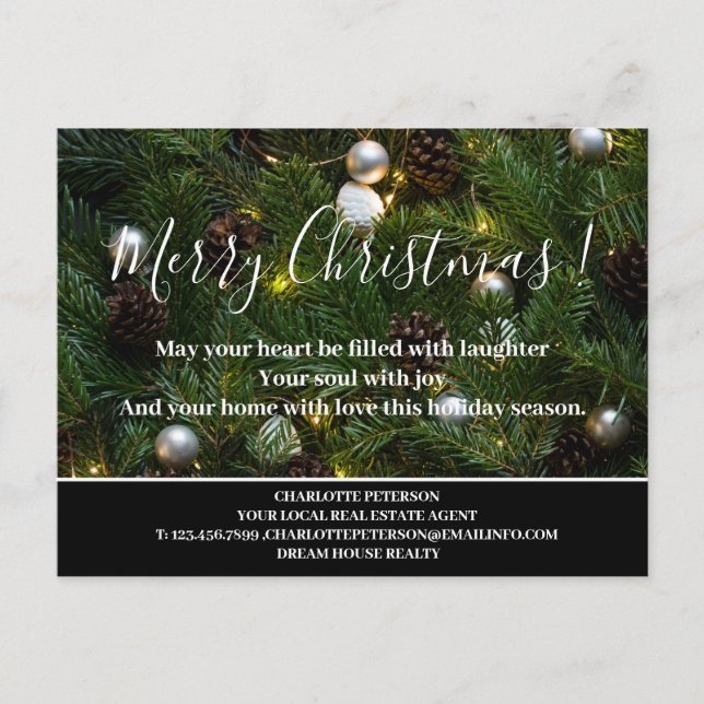 Cartes Pour Fêtes Annuelles Pine de Noël Immobilier (Devant)