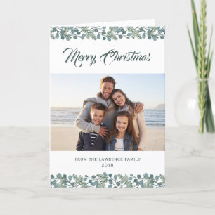 Cartes Pour Fêtes Annuelles Pine Eucalyptus Foliing Joyeux Noël Photo