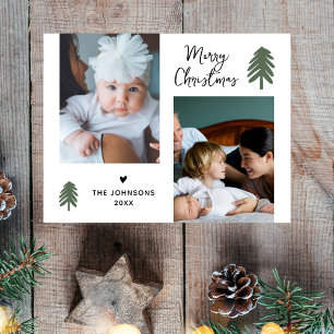Cartes Pour Fêtes Annuelles Pine moderne Script de Noël Minimaliste 2 photo