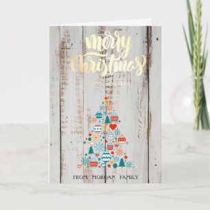 Cartes Pour Fêtes Annuelles Pine Tree Balls colorés Bois Joyeux Noël