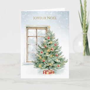 Cartes Pour Fêtes Annuelles Pine Tree Baubles présente Noël français