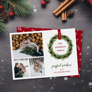 Cartes Pour Fêtes Annuelles Pine Wreath Joyeuse Wains 3 Photo