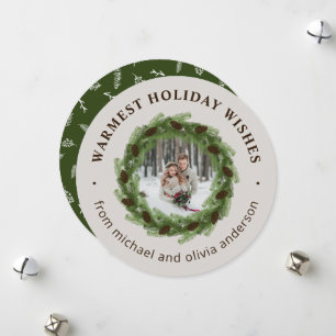 Cartes Pour Fêtes Annuelles Pine Wreath Joyeux Cercle de Noël Photo
