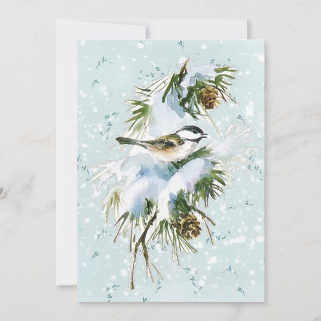 Cartes Pour Fêtes Annuelles Pinecone d'oiseau de poulet neige hiver Noël Turqu (Devant)