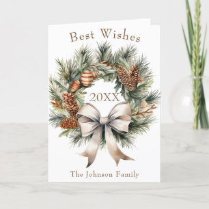 Cartes Pour Fêtes Annuelles Pinecone Wreath