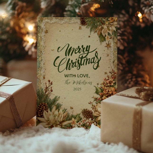 Cartes Pour Fêtes Annuelles Pinecones rustiques de Noël et dentelle (Créateur téléchargé)