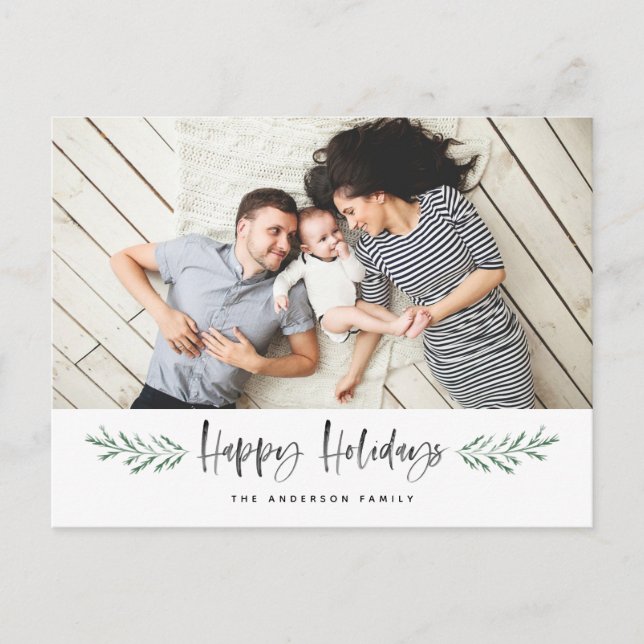 Cartes Pour Fêtes Annuelles Pineneedle Joyeuses Vacances Moderne Photo (Devant)