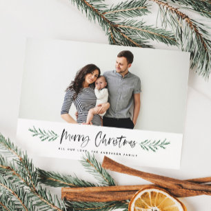 Cartes Pour Fêtes Annuelles Pineneedle Joyeux Noël Photo moderne