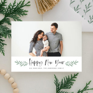 Cartes Pour Fêtes Annuelles Pineneedle Joyeux Nouvel An Photo moderne