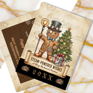 Cartes Pour Fêtes Annuelles Pingerbread Homme Noël, Vintage, Steampunk