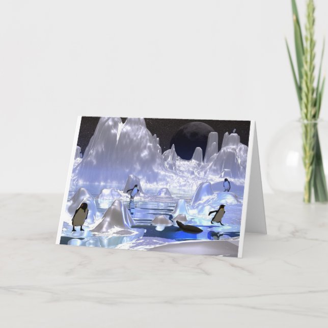 Cartes Pour Fêtes Annuelles Pingouin 3d art vacances (Devant)
