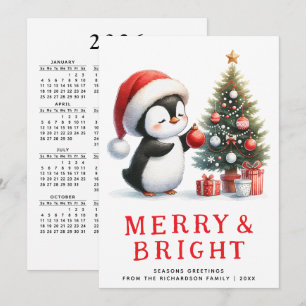 Cartes Pour Fêtes Annuelles Pingouin amusant Joyeux Noël moderne minimaliste m