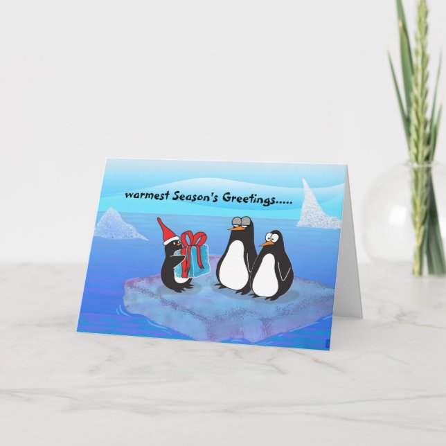 Cartes Pour Fêtes Annuelles Pingouin, Bonnes Fêtes les plus chaudes.... (Devant)