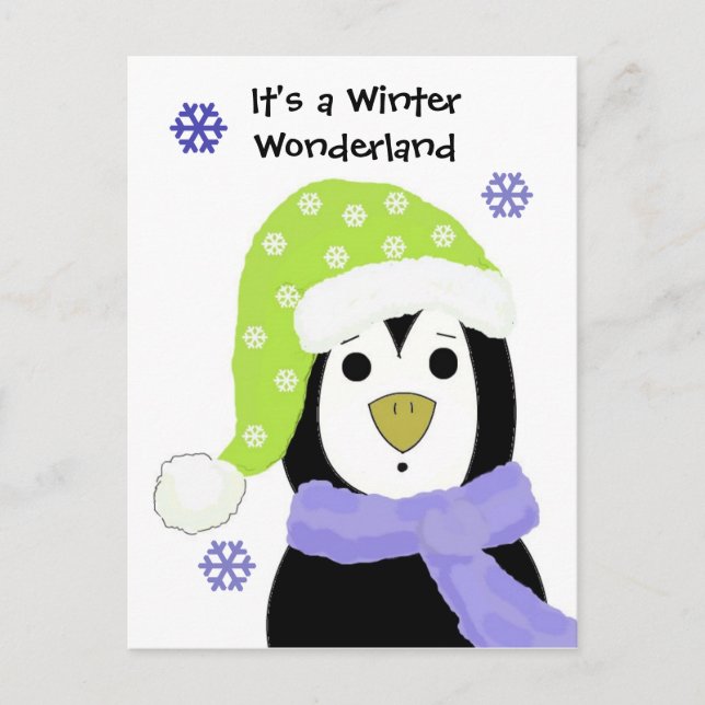 Cartes Pour Fêtes Annuelles Pingouin de dessin de Noël (Devant)