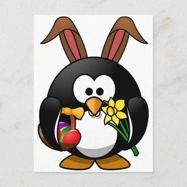 Cartes Pour Fêtes Annuelles Pingouin de Pâques (Devant)