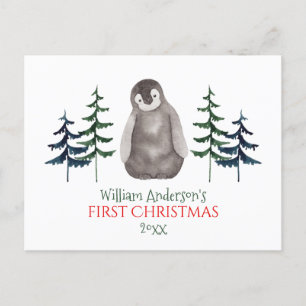 Cartes Pour Fêtes Annuelles Pingouin et arbre de Noël personnalisés