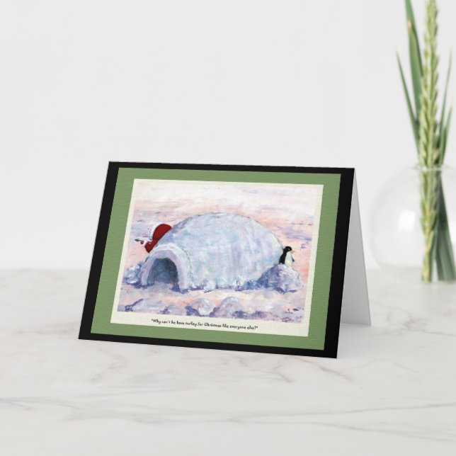 Cartes Pour Fêtes Annuelles Pingouin et Esquimau (Devant)