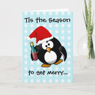 Cartes Pour Fêtes Annuelles Pingouin ivre