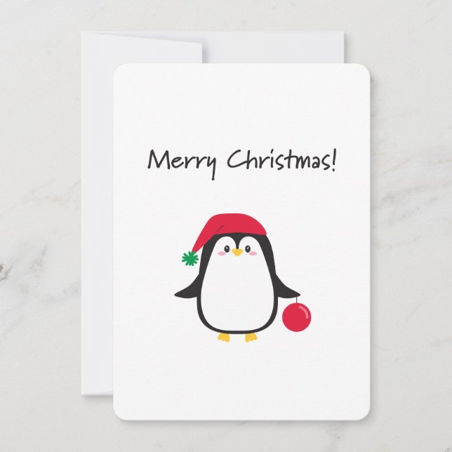 Cartes Pour Fêtes Annuelles Pingouin mignon de Noël - (Devant)