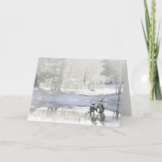 Cartes Pour Fêtes Annuelles Pingouin mignon Joyeux Vacances ! (Devant)