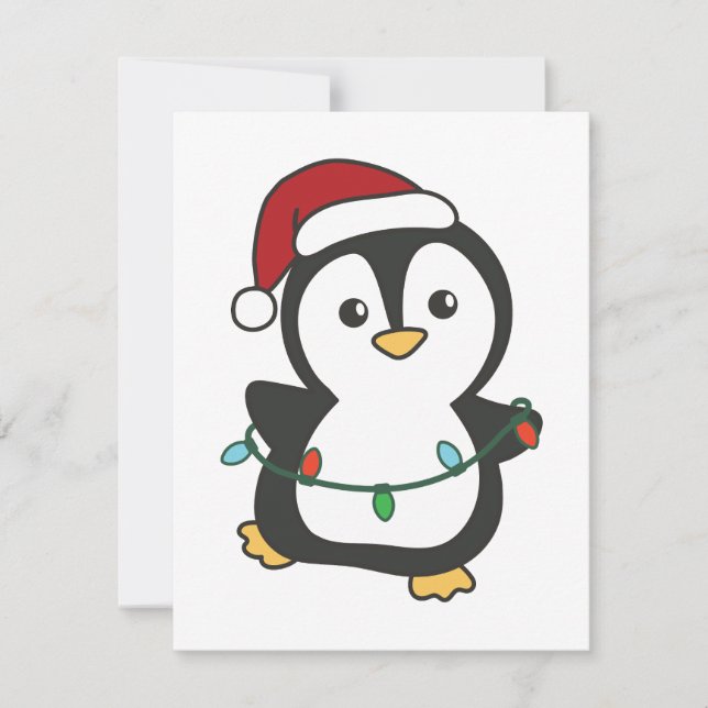 Cartes Pour Fêtes Annuelles Pingouin Noël Animaux d'hiver Pingouines de vacanc (Devant)