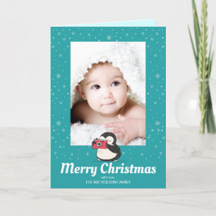 Cartes Pour Fêtes Annuelles Pingouin Vacances d'hiver Créer des souvenirs Phot