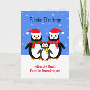 Cartes Pour Fêtes Annuelles Pingouins allemands heureux vacances texte modifia
