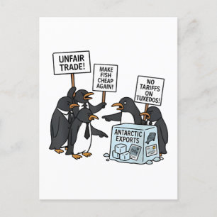 Cartes Pour Fêtes Annuelles Pingouins contre les tarifs douaniers anti-Trump