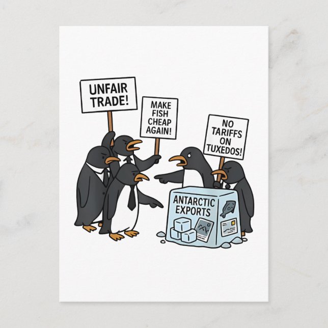 Cartes Pour Fêtes Annuelles Pingouins contre les tarifs douaniers anti-Trump (Devant)