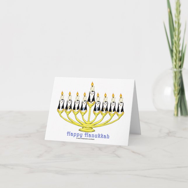 Cartes Pour Fêtes Annuelles Pingouins de Hanoukka (Devant)