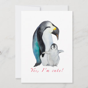 Cartes Pour Fêtes Annuelles Pingouins empereurs d'aquarelle mignons