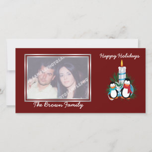 Cartes Pour Fêtes Annuelles Pingouins et bougies Noël coutume