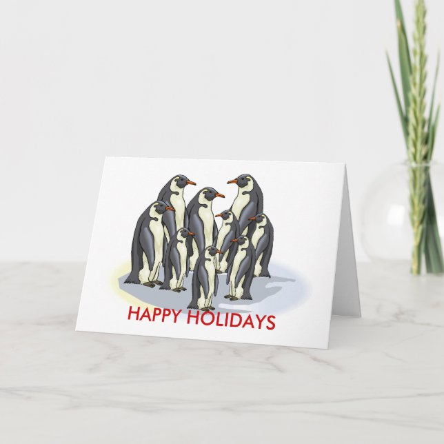 Cartes Pour Fêtes Annuelles pingouins, JOYEUX VACANCES (Devant)