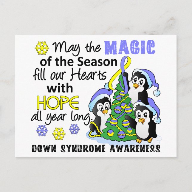 Cartes Pour Fêtes Annuelles Pingouins syndrome de Down de Noël (Devant)