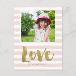 Cartes Pour Fêtes Annuelles Pink and Gold "Love" Valentines