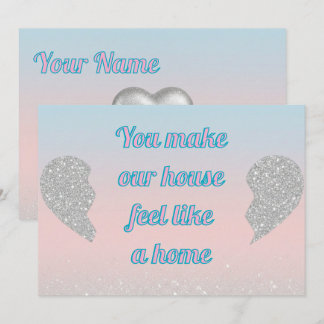 Cartes Pour Fêtes Annuelles Pink Blue Pastel Glitter Heart Valentines Day Card