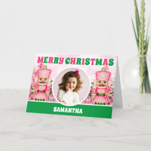 Cartes Pour Fêtes Annuelles Pink Christmas Nutcracker kids Photo Grey