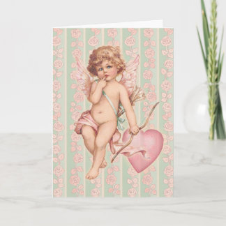 Cartes Pour Fêtes Annuelles Pink Cupid sur Rose