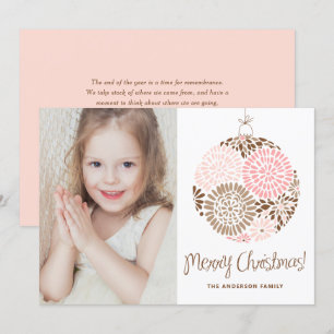 Cartes Pour Fêtes Annuelles Pink et Brown Ornement Joyeux Noël Photo