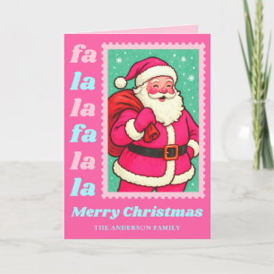 Cartes Pour Fêtes Annuelles Pink Fa La Santa Claus Timbre Postage de Noël